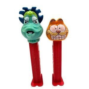 Garfield And Monster Pez Dispensers Made In Slovenia & Hungary Red Orange Read